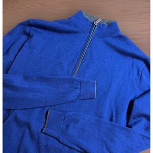Hart Schaffner Marx Extra Fine Merino Wool Pullover Zip Sweater Mens M Blue